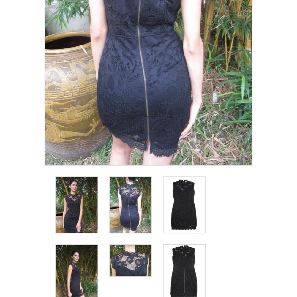 Sans Souci Mock Neck Sheath Dress Black Lace - Picture 2 of 7